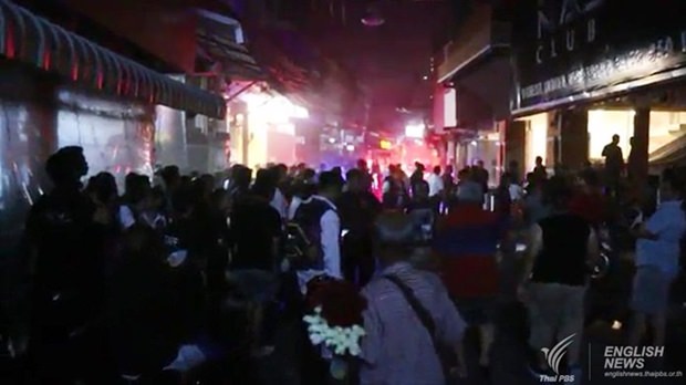 Der Feuerausbruch in der Walking Street. Der Feuerausbruch in der Walking Street.